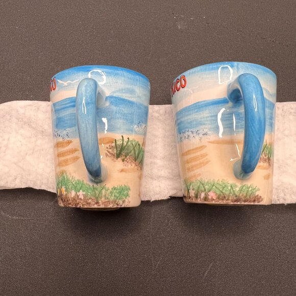 Puerto Rico Ceramic Cup Salt & Pepper Shaker Set Tropical Beach Scene Design - Picture 2 of 12